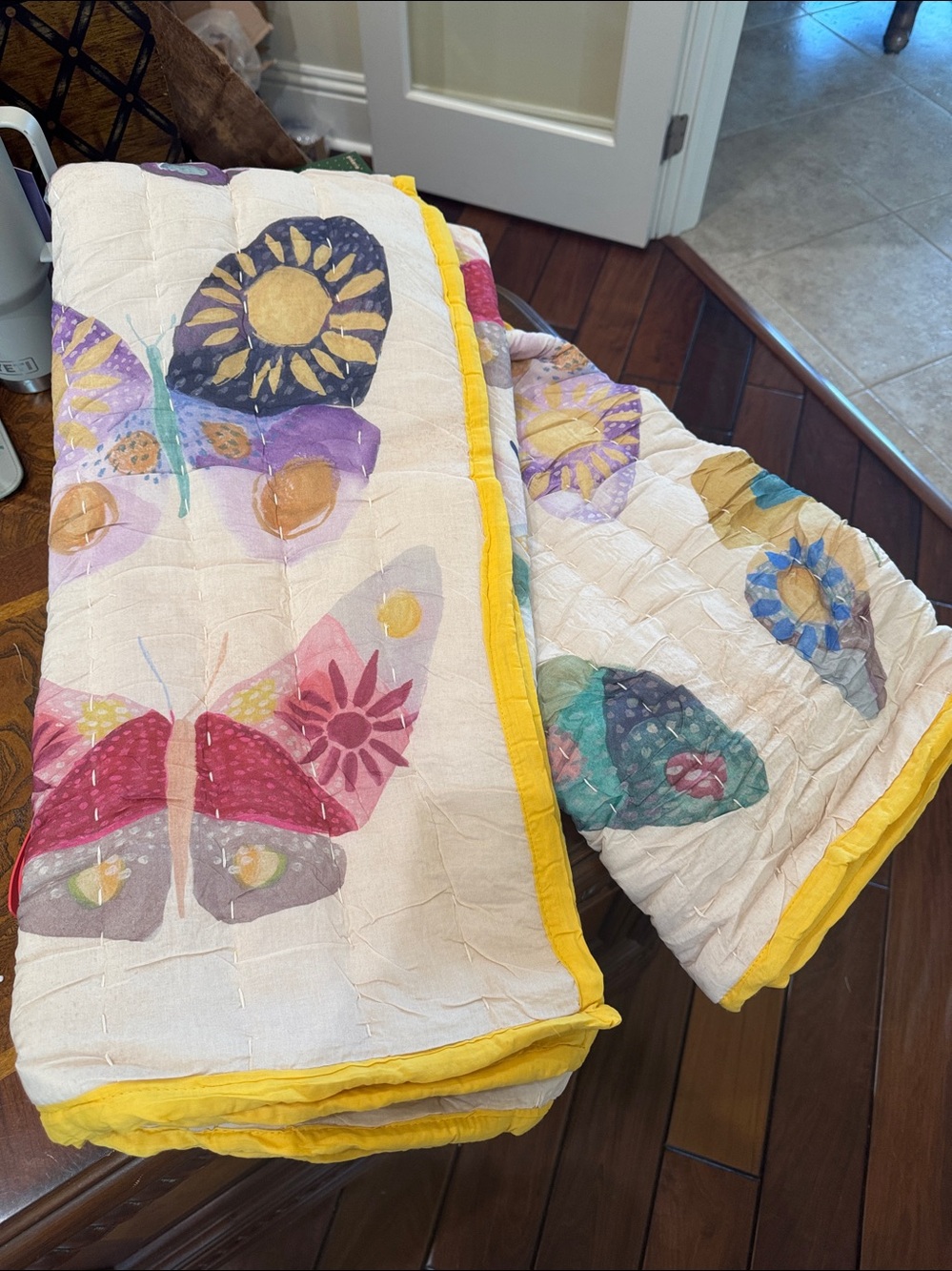 Urban Outfitters Monica Butterfly Jasmine Cotton Seed Stitch Throw Blanket